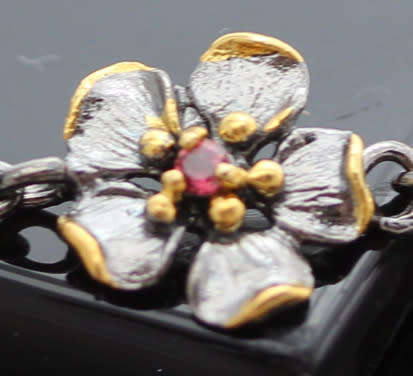 STERLING SILVER BRACELET WITH NATURAL CHROME DIOPSIDE & PINK TOURMALINE GEMSTONES