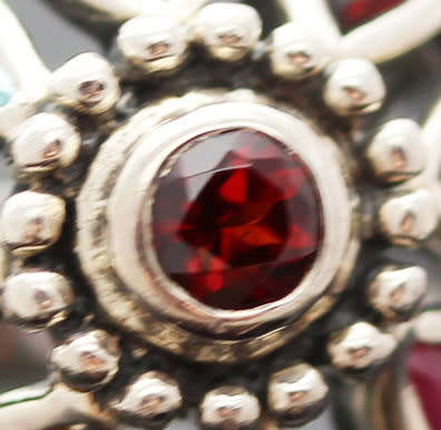 LARGE DOME-SHAPED THICK AND SOLID STERLING SILVER RING REAL CITRINE, GARNET, AMETHYST, TOPAZ