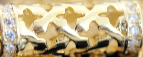 ELEGANT & FUNKY GOLD HUED STERLING SILVER CHAIN NECKLACE HORIZONTAL BEAD DETAIL AND CUBIC ZIRCONIA