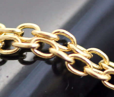 ELEGANT & FUNKY GOLD HUED STERLING SILVER CHAIN NECKLACE HORIZONTAL BEAD DETAIL AND CUBIC ZIRCONIA