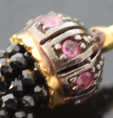 BLACK SPINEL NECKLACE WITH GOLD HUED STERLING SILVER, 8,5 ct CITRINE & SPINEL WATERFALL PENDANT. 925