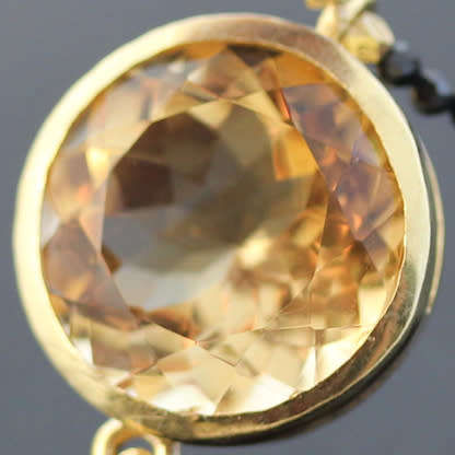 BLACK SPINEL NECKLACE WITH GOLD HUED STERLING SILVER, 8,5 ct CITRINE & SPINEL WATERFALL PENDANT. 925