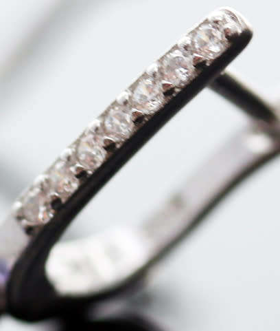 REAL TANZANITE GEMSTONE STERLING SILVER DROP & DANGLE EARRINGS WITH CUBIC ZIRCONIA ACCENTS. 925