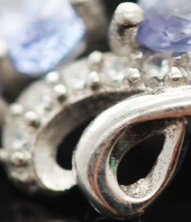 REAL TANZANITE GEMSTONE STERLING SILVER DROP & DANGLE EARRINGS WITH CUBIC ZIRCONIA ACCENTS. 925