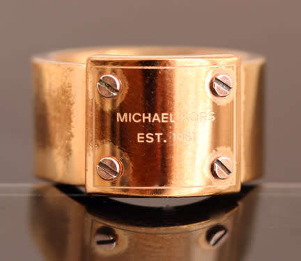 BOLD, REAL MICHAEL KORS BRAND UNUSUAL METAL RING. SIMPLE AVANT GARDE DESIGN. HEAVY!