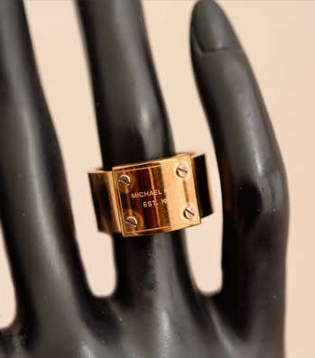 BOLD, REAL MICHAEL KORS BRAND UNUSUAL METAL RING. SIMPLE AVANT GARDE DESIGN. HEAVY!