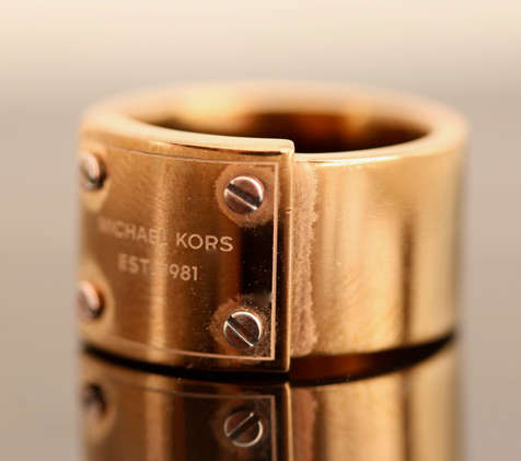 BOLD, REAL MICHAEL KORS BRAND UNUSUAL METAL RING. SIMPLE AVANT GARDE DESIGN. HEAVY!