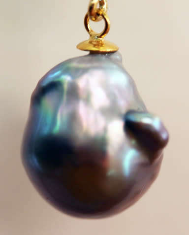 GLAMOROUS RUBY, PERIDOT AND BAROQUE PEARL GOLD-HUED STERLING SILVER DROP & DANGLE EARRINGS. 925