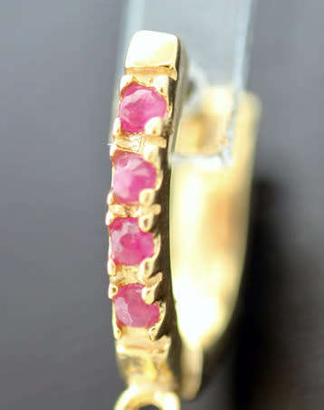 GLAMOROUS RUBY, PERIDOT AND BAROQUE PEARL GOLD-HUED STERLING SILVER DROP & DANGLE EARRINGS. 925