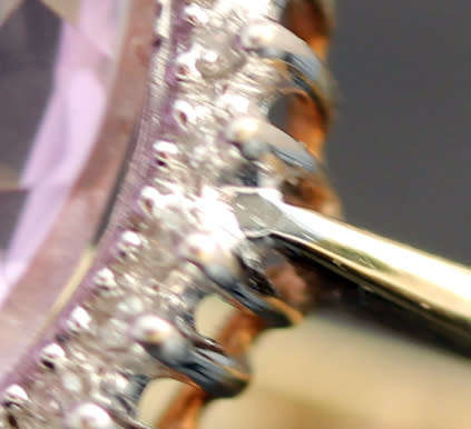 GORGEOUS 9CT GOLD ENGLISH VINTAGE MARQUISE-CUT AMETHYST SOLITAIRE RING WITH DIAMOND FRAME