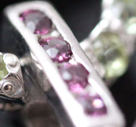 GLAMOROUS BLACK ONYX, PERIDOT AND GARNET STERLING SILVER DROP EARRINGS. 925