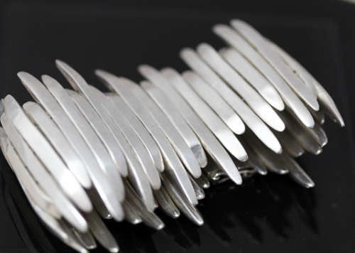 HANDCRAFTED LARGE, HEAVY 97 grams! UNUSUAL ORGANIC VINTAGE STERLING SILVER BRACELET VERY COLLECTIBLE