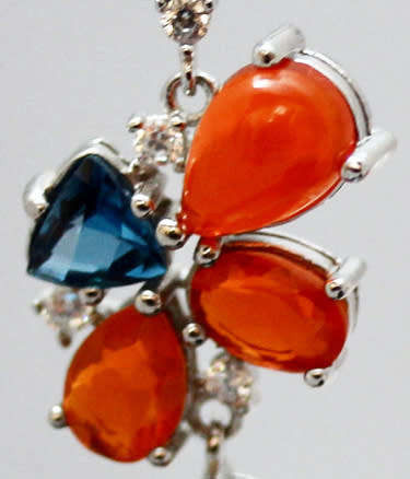 LONG LONDON BLUE TOPAZ, JELLY OPALS SOLID STERLING SILVER EARRINGS. 925 LONG AND GLAM!