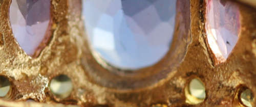 VINTAGE ENGLISH 9CT YELLOW GOLD RING .80ct TANZANITE 1,85ct PINK & YELLOW SAPPHIRES CERTIF R26'000