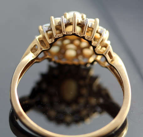 VINTAGE ENGLISH 9CT YELLOW GOLD REAL OPAL & DIAMOND RING JEWELLER'S EVALUATION R15'000 -COLLECTABLE!