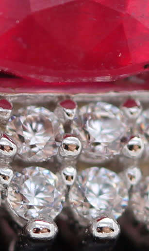 PRETTY ANTIQUE CUT DEEP PINK NATURAL RUBY & CUBIC ZIRCONIA PENDANT 35CM STERLING SILVER CHAIN. 295