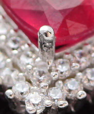 PRETTY ANTIQUE CUT DEEP PINK NATURAL RUBY & CUBIC ZIRCONIA PENDANT 35CM STERLING SILVER CHAIN. 295