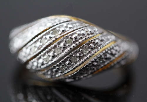 VINTAGE USA GILDED RING DESIGN STERLING SILVER 11 x SINGLE CUT DIAMONDS JEWELLER CERTIFICATE R3'800