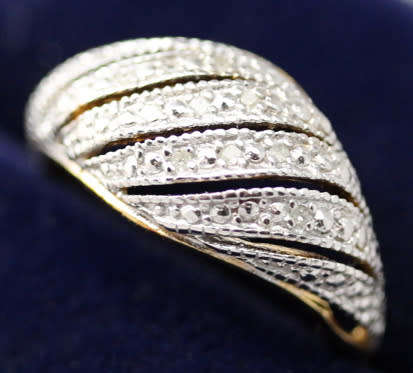 VINTAGE USA GILDED RING DESIGN STERLING SILVER 11 x SINGLE CUT DIAMONDS JEWELLER CERTIFICATE R3'800