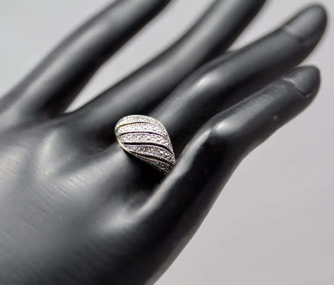 VINTAGE USA GILDED RING DESIGN STERLING SILVER 11 x SINGLE CUT DIAMONDS JEWELLER CERTIFICATE R3'800