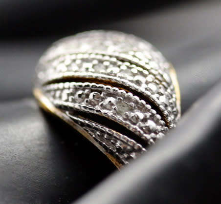 VINTAGE USA GILDED RING DESIGN STERLING SILVER 11 x SINGLE CUT DIAMONDS JEWELLER CERTIFICATE R3'800