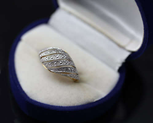 VINTAGE USA GILDED RING DESIGN STERLING SILVER 11 x SINGLE CUT DIAMONDS JEWELLER CERTIFICATE R3'800