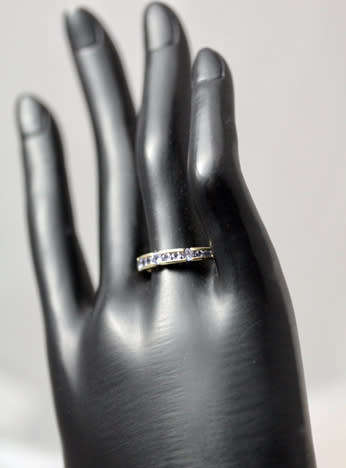 VINTAGE HALF ETERNITY TANZANITE 9CT YELLOW GOLD. EXCELLENT CLARITY!