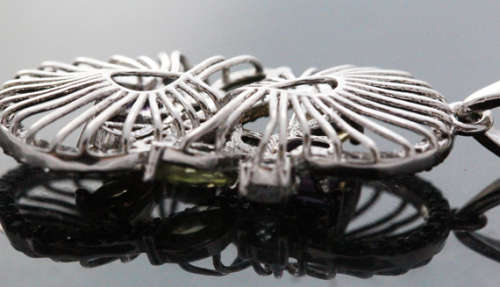 PRETTY AMETHYST, BLUE TOPAZ, CITRINE AND PERIDOT STERLING SILVER NECKLACE incl STERLING SILVER CHAIN