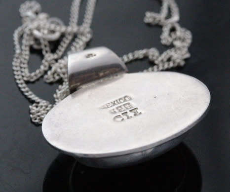 MAGNIFICENT HEAVY OVAL TIGER'S EYE CABOCHON BEZEL SET STERLING SILVER 39CM CHAIN SLIDER STYLE