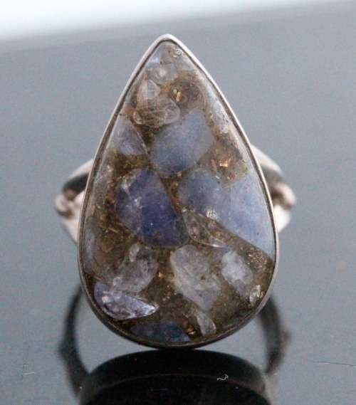 NATURAL EARTH MINED COPPER TANZANITE RING. HANDMADE SOLID STERLING SILVER