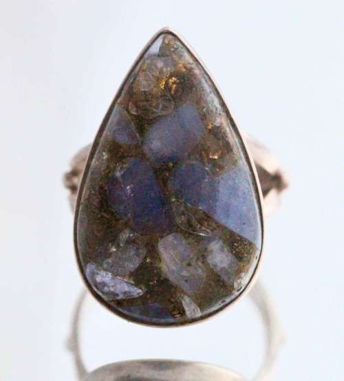 NATURAL EARTH MINED COPPER TANZANITE RING. HANDMADE SOLID STERLING SILVER