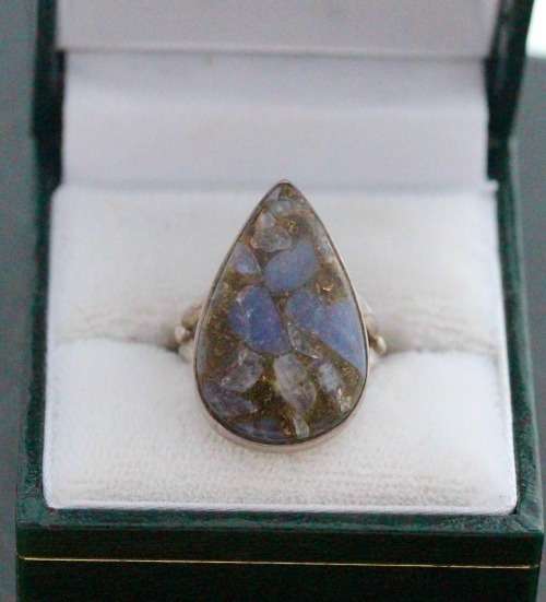 NATURAL EARTH MINED COPPER TANZANITE RING. HANDMADE SOLID STERLING SILVER