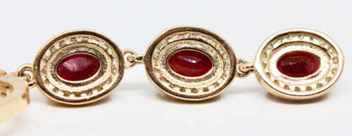 STUNNING REAL RUBY GOLD-HUED STERLING SILVER DROP & DANGLE EARRINGS. 925