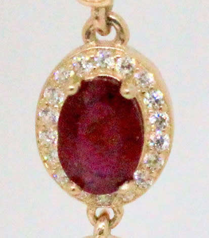 STUNNING REAL RUBY GOLD-HUED STERLING SILVER DROP & DANGLE EARRINGS. 925