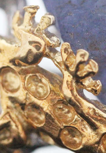 HUGE NATURAL EARTH-MINED ROUGH TANZANITE SET IN STERLING SILVER RING WITH GOLD HUED ACCENTS