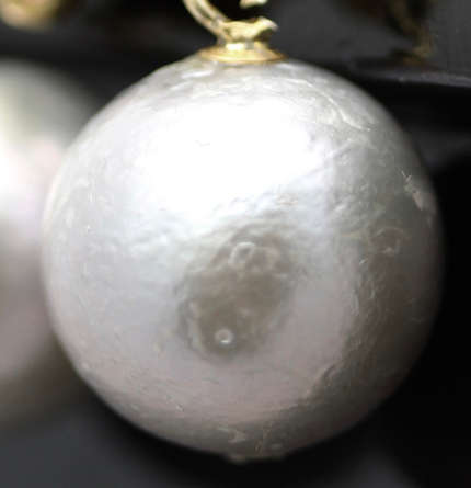 STRIKING GOLD-HUED STERLING SILVER FLORAL DROP & DANGLE EARRINGS WITH RUBIES AND A BAROQUE PEARL