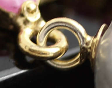 STRIKING GOLD-HUED STERLING SILVER FLORAL DROP & DANGLE EARRINGS WITH RUBIES AND A BAROQUE PEARL