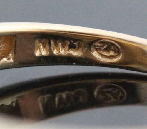 9ct YELLOW and WHITE GOLD DIAMOND RING. 19 SINGLE-CUT DIAMONDS. SOUTH AFRICAN. JEWELLER CERT R7`500