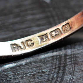 CITRINE STERLING SILVER RING. 925. INTERESTING BRITISH VINTAGE HALLMARKS! DEEP YELLOW COLOUR