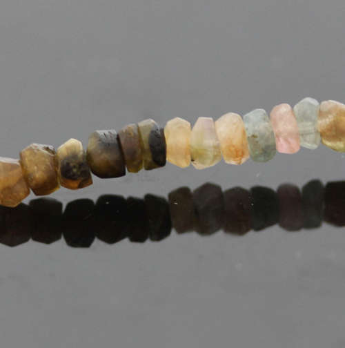 40CM SINGLE STRAND ALL-NATURAL MULTICOLOURED TOURMALINE BEAD NECKLACE WITH STERLING SILVER CLASP