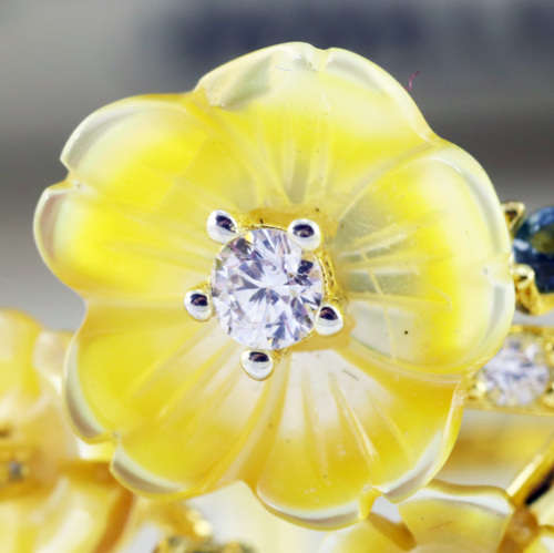 VERY PRETTY DOUBLE STRAND LARGE STERLING SILVER 925 RING GOLD HUE FINISH NATURAL TANZANITE GEMSTONES