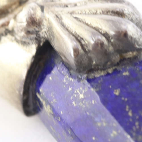 NATURAL LAPIS LAZULI AND PEARL STERLING SILVER DROP AND DANGLE EARRINGS. 925