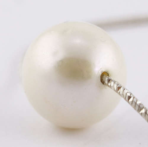 ITALIAN SOLID STERLING SILVER SINGLE NATURAL CREAM IRIDESCENT BAROQUE PEARL NECKLACE SIMPLE ELEGANCE