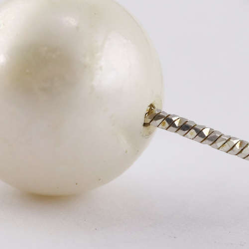 ITALIAN SOLID STERLING SILVER SINGLE NATURAL CREAM IRIDESCENT BAROQUE PEARL NECKLACE SIMPLE ELEGANCE