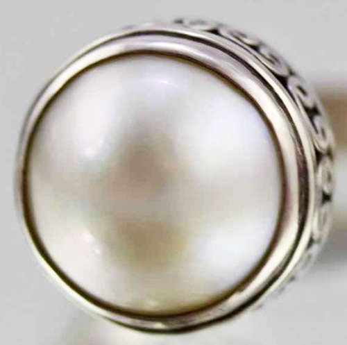 UNUSUAL HANDCRAFTED RUBY AND NATURAL PEARL SOLID STERLING SILVER RING