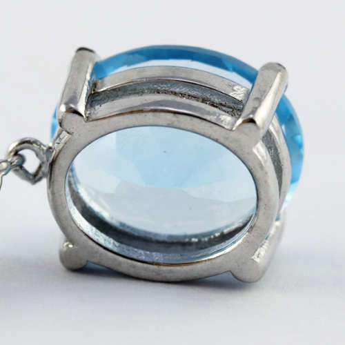 SKY BLUE 4,69 ct  NATURAL TOPAZ STERLING SILVER `T` PENDANT 44CM STERLING SILVER CHAIN