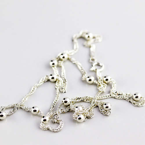 SPIGA LINK ITALIAN STERLING SILVER 925 CHAIN WITH SMALL, DECORATIVE BALLS. 546mm LONG