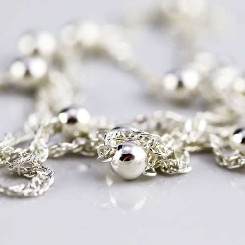 SPIGA LINK ITALIAN STERLING SILVER 925 CHAIN WITH SMALL, DECORATIVE BALLS. 546mm LONG