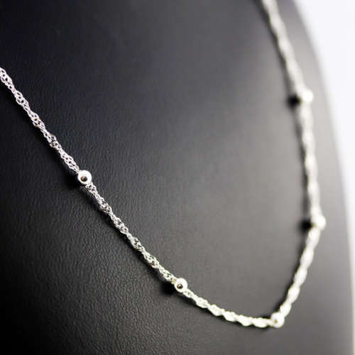 SPIGA LINK ITALIAN STERLING SILVER 925 CHAIN WITH SMALL, DECORATIVE BALLS. 546mm LONG