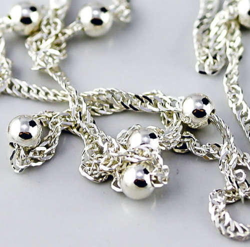 SPIGA LINK ITALIAN STERLING SILVER 925 CHAIN WITH SMALL, DECORATIVE BALLS. 546mm LONG